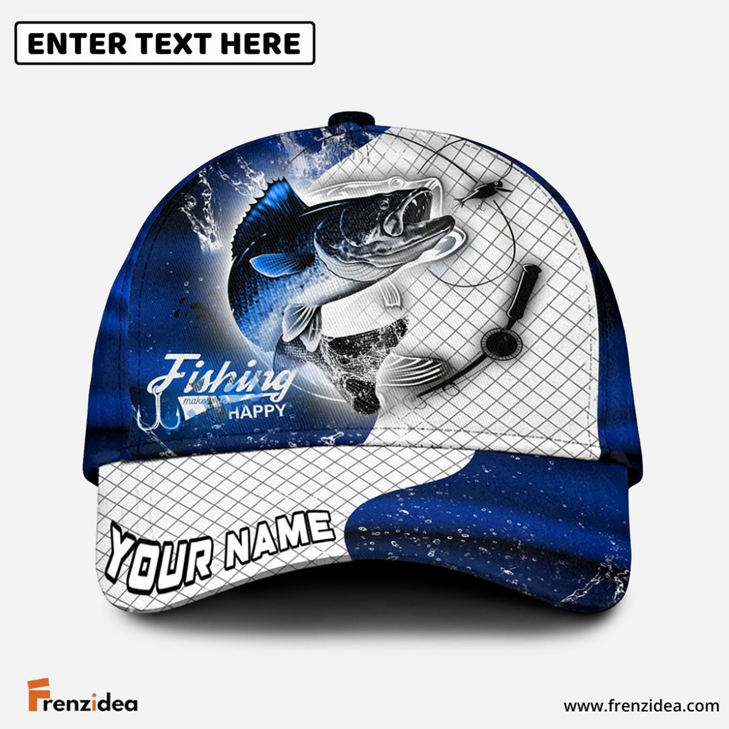 Frenzidea Personalized Walleye Fishing Dark Blue Skin Sport Classic Cap