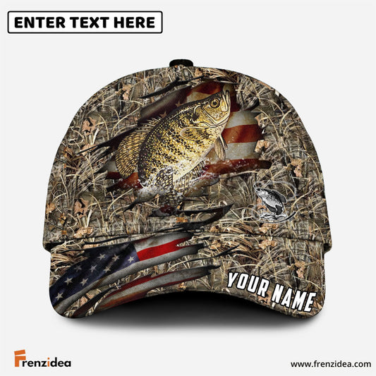 Frenzidea Personalized Crappie Premium Crack Camo Fishing Classic Cap