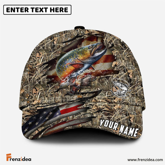 Frenzidea Personalized Trout Premium Crack Camo Fishing Classic Cap