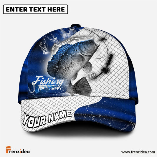 Frenzidea Personalized Crappie Fishing Dark Blue Skin Sport Classic Cap