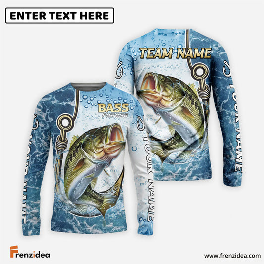 Frenzidea Bass Fishing Golden Hook Graphic Sport Custom Name & Team Name 3D Shirts