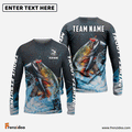 Frenzidea Trout Fishing Dark Blue Sport Custom Name & Team Name 3D Shirts