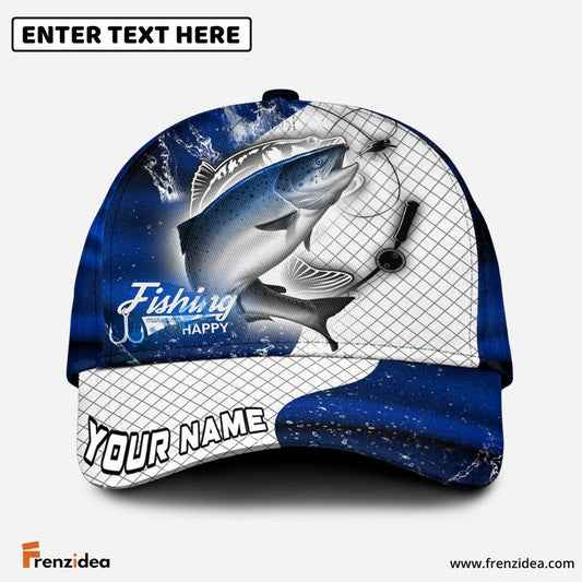 Frenzidea Personalized Salmon Fishing Dark Blue Skin Sport Classic Cap