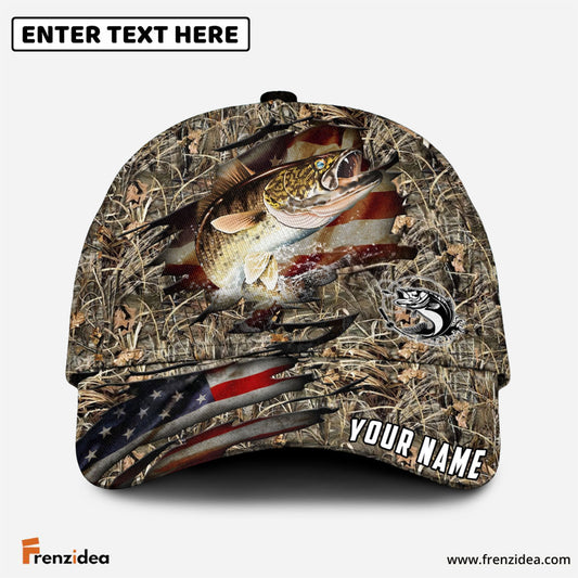 Frenzidea Personalized Walleye Premium Crack Camo Fishing Classic Cap