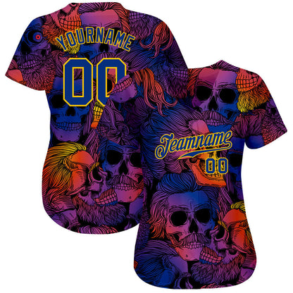 Frenzidea Custom 3D Pattern Halloween Skulls Baseball Jersey