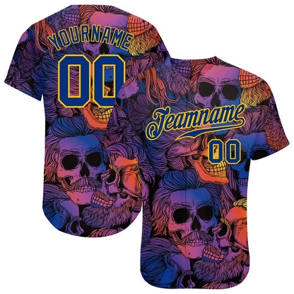 Frenzidea Custom 3D Pattern Halloween Skulls Baseball Jersey