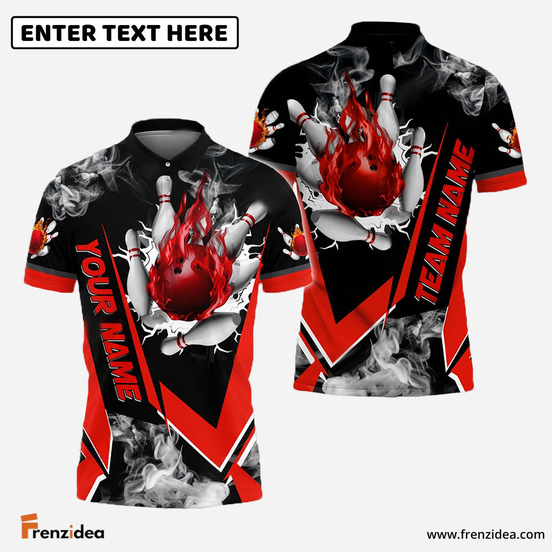 Frenzidea Bowling And Pins Flame Declare War Customized Name 3D Shirt (5 Colors)