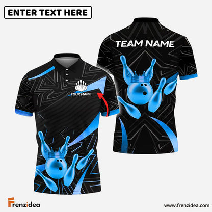 Frenzidea Bowling And Pins Golden Crown Customized Name, Team Name 3D Shirt (4 Colors)