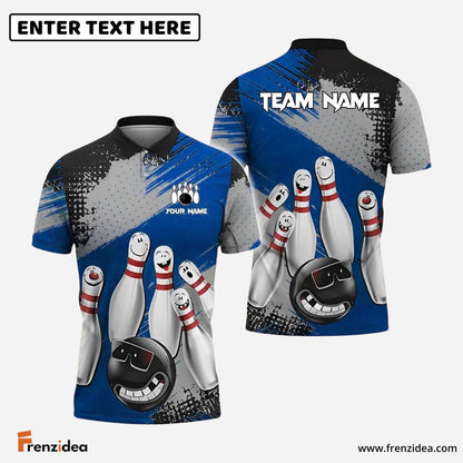 Frenzidea Bowling And Pins Cool Ball & Happy Pins Customized Name 3D Shirt (4 Colors)