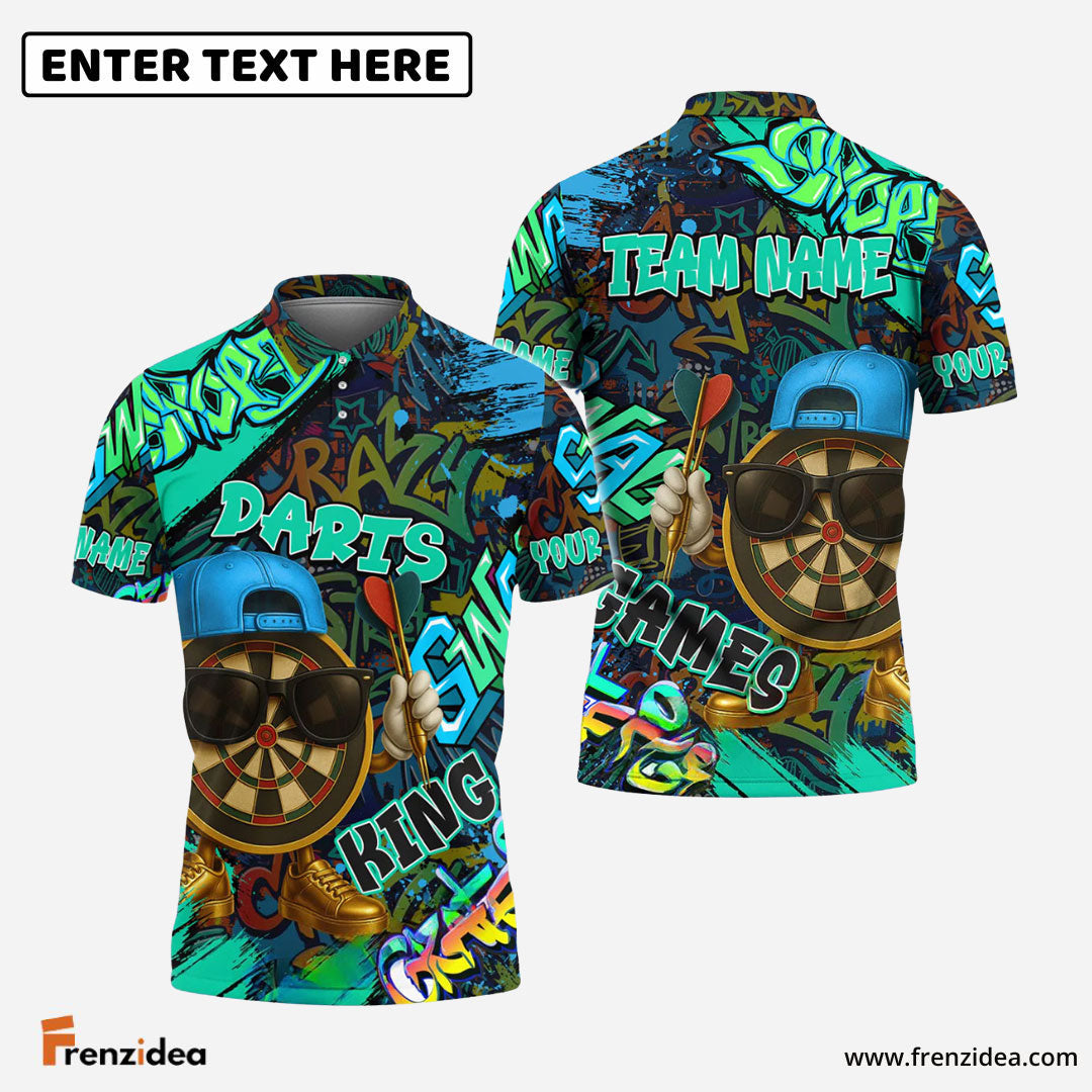 Frenzidea Darts Funny Graffiti Cool Aim Crew Multicolor Options Personalized Name Shirt (4 Colors)