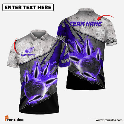 Frenzidea Bowling And Pins Reborn Fire Customized Name 3D Shirt (4 Colors)