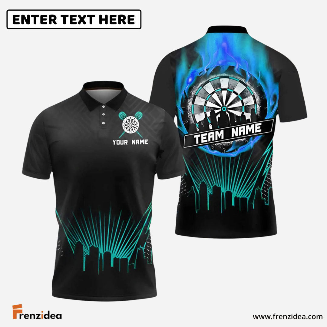 Frenzidea Darts City Fire Ring Personalized Name, Team Name Shirt (4 Colors)