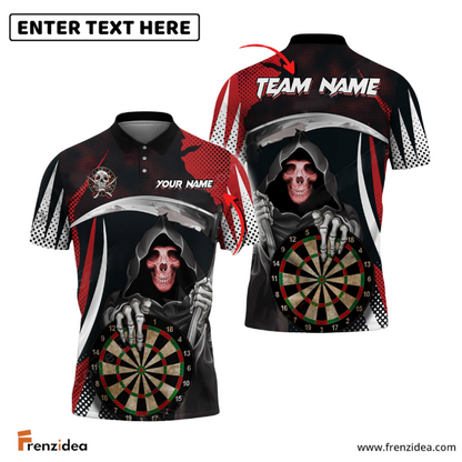 Frenzidea Darts Skull Reaper Personalized Name, Team Name 3D Shirt (4 Colors)