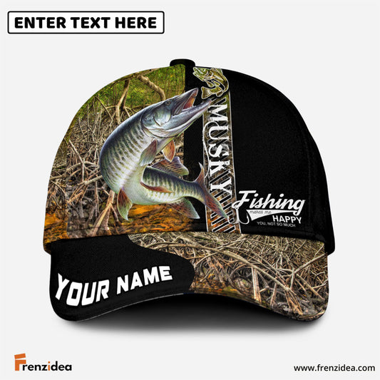 Frenzidea Personalized Musky Fishing Jungle Camo Classic Cap