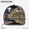Frenzidea Personalized Pike Fishing Grass Camo And US Flag Classic 3D Cap