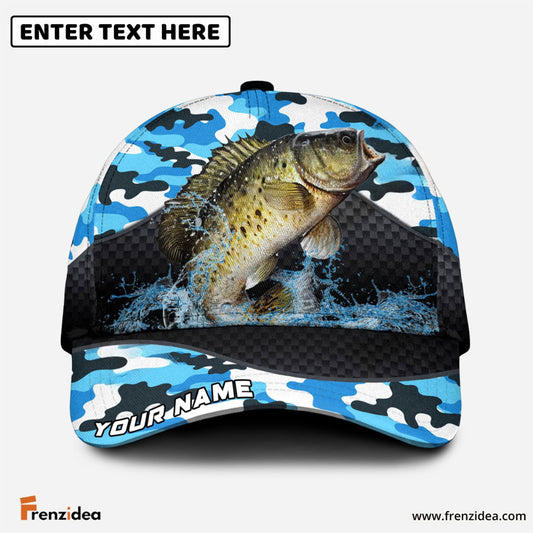 Frenzidea Personalized Crappie Fishing Blue Camo Sport Classic Cap