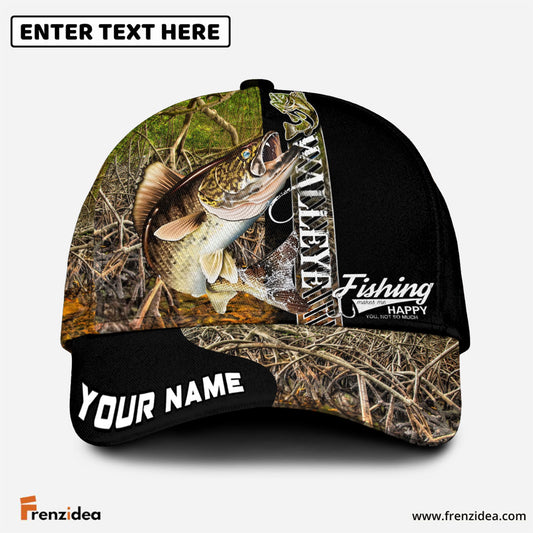 Frenzidea Personalized Walleye Fishing Jungle Camo Classic Cap