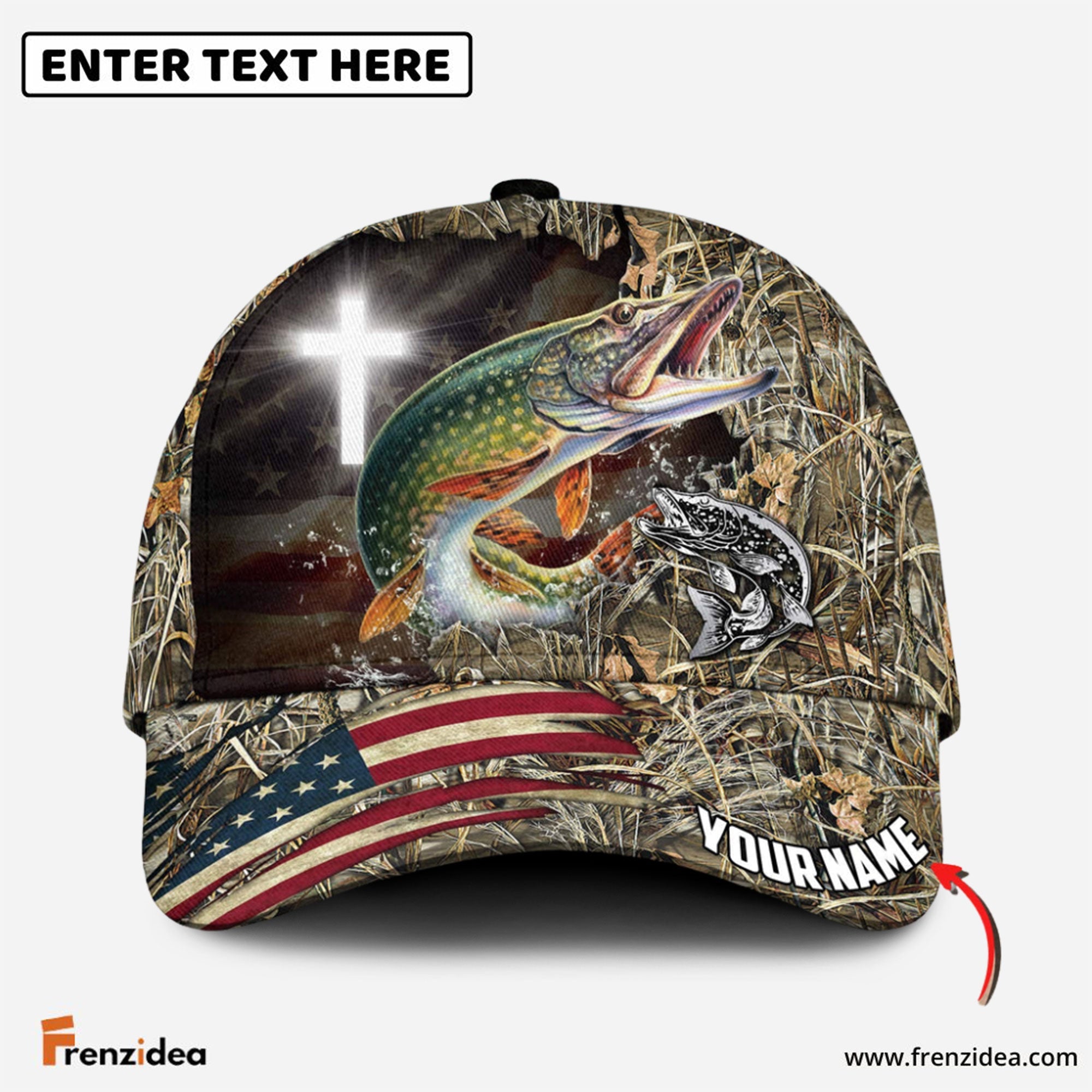 Frenzidea Personalized Premium Loralle Pike Fishing Under God 3D Cap