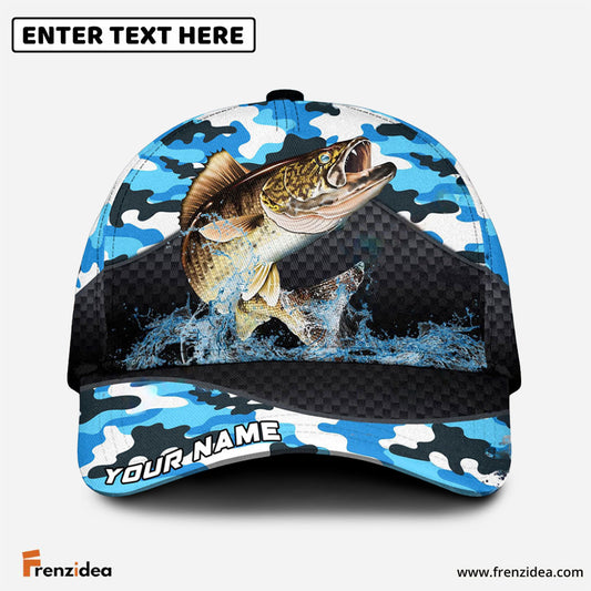 Frenzidea Personalized Walleye Fishing Blue Camo Sport Classic Cap