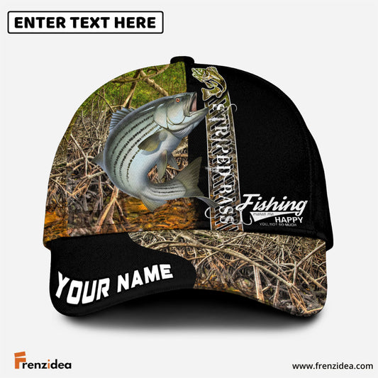 Frenzidea Personalized Striped Bass Fishing Jungle Camo Classic Cap