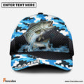 Frenzidea Personalized Striped Bass Fishing Blue Camo Sport Classic Cap