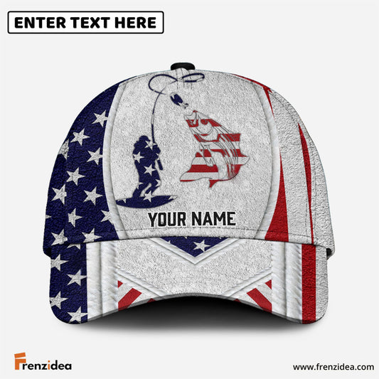 Frenzidea Personalized Striped Bass Fishing American Dusty Style Classic Cap