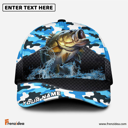 Frenzidea Personalized Bass Fishing Blue Camo Sport Classic Cap