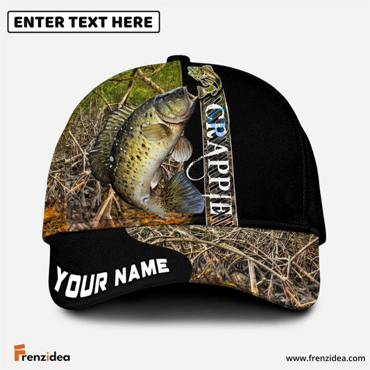 Frenzidea Personalized Crappie Fishing Jungle Camo Classic Cap