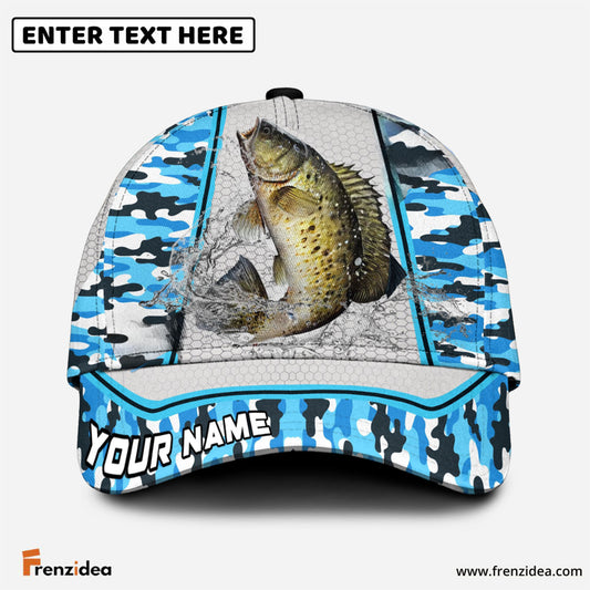 Frenzidea Personalized Crappie Fishing Light Blue Camo Sport Classic Cap