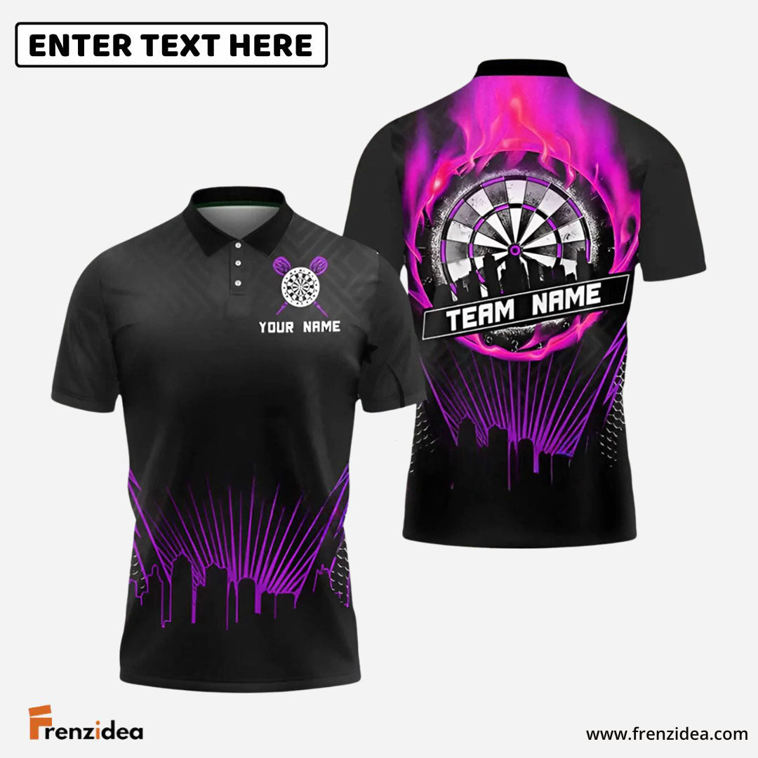 Frenzidea Darts City Fire Ring Personalized Name, Team Name Shirt (4 Colors)