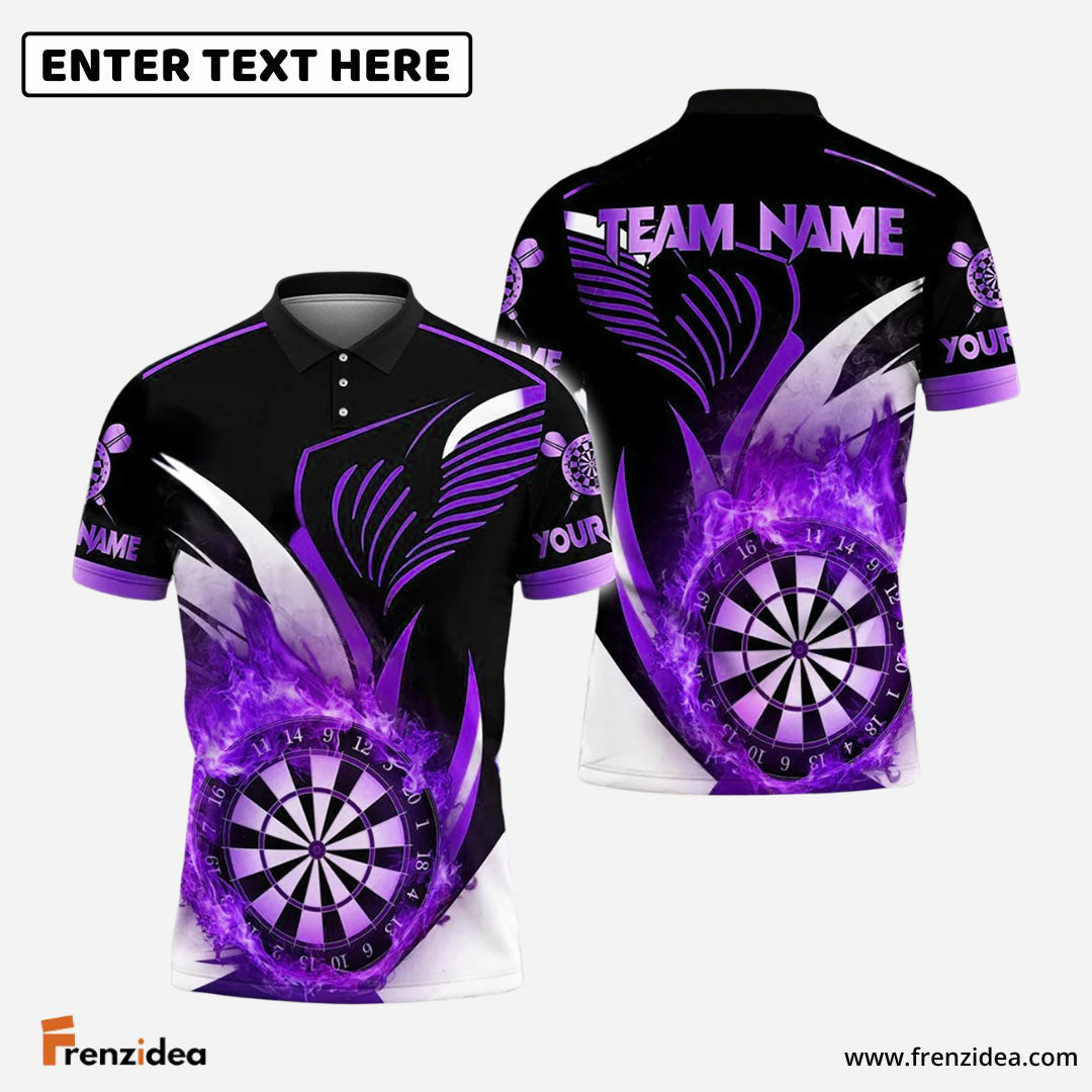 Frenzidea Darts Golden Flame Dartboard Personalized Name, Team Name Shirt (4 Colors)