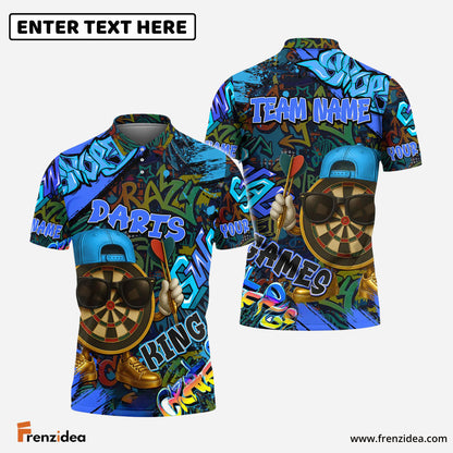 Frenzidea Darts Funny Graffiti Cool Aim Crew Multicolor Options Personalized Name Shirt (4 Colors)