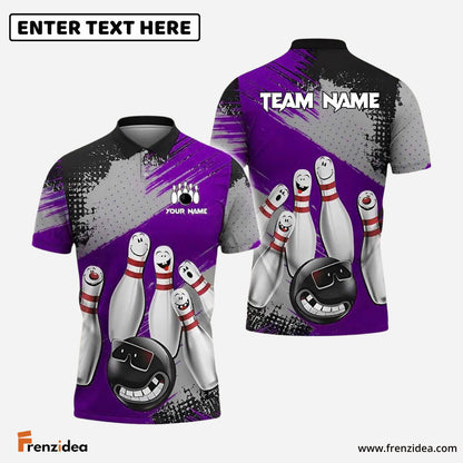 Frenzidea Bowling And Pins Cool Ball & Happy Pins Customized Name 3D Shirt (4 Colors)