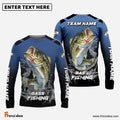 Frenzidea Bass Fishing Navy Hexagon Sport Custom Name & Team Name 3D Shirts