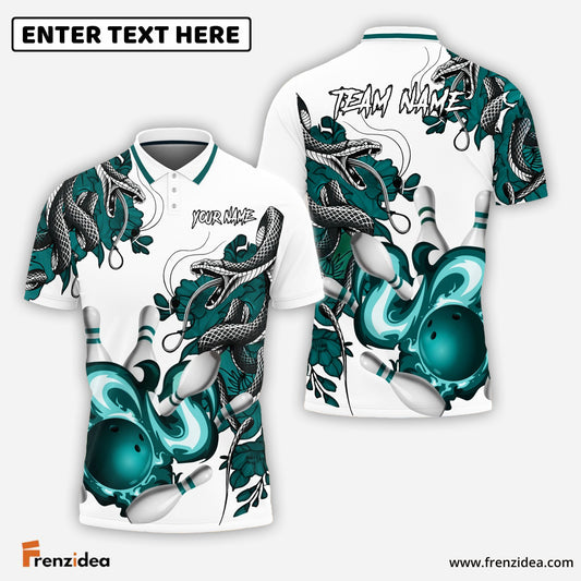 Frenzidea Bowling And Pins Snake Pattern Customized Name 3D Shirt (4 Colors)