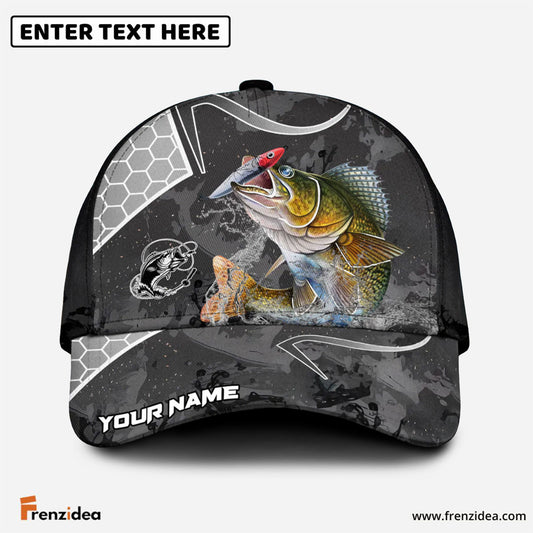Frenzidea Walleye Fishing Gray Camo Sport Personalized Cap