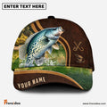 Frenzidea Personalized Crappie Fishing Heavy Brown Leather Pattern Classic Cap