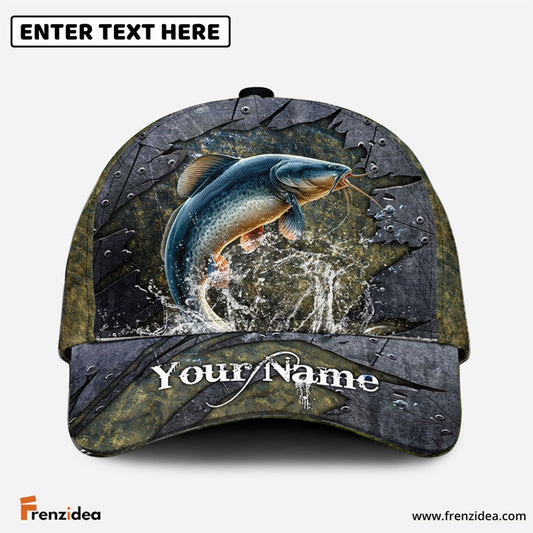 Frenzidea Personalized Catfish Fishing Metal Pattern Cap