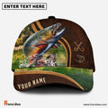 Frenzidea Personalized Trout Fishing Heavy Brown Leather Pattern Classic Cap