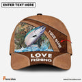 Frenzidea Personalized Salmon Fishing Leather Pattern Classic 3D Cap