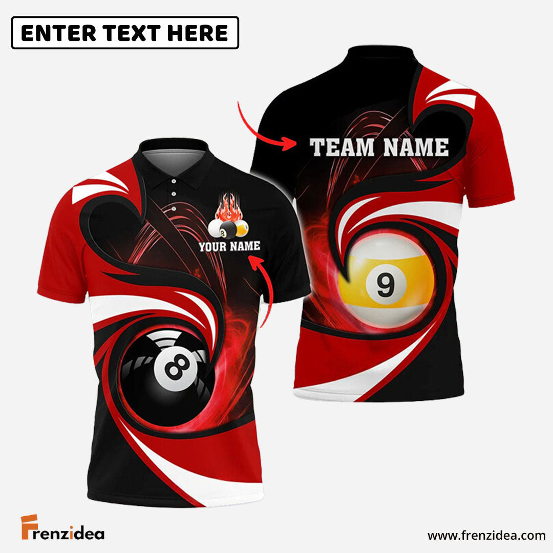 Frenzidea Billiards 8 Ball & 9 Ball Stormeye Personalized Name, Team Name Unisex Shirt ( 6 Colors ) (S)