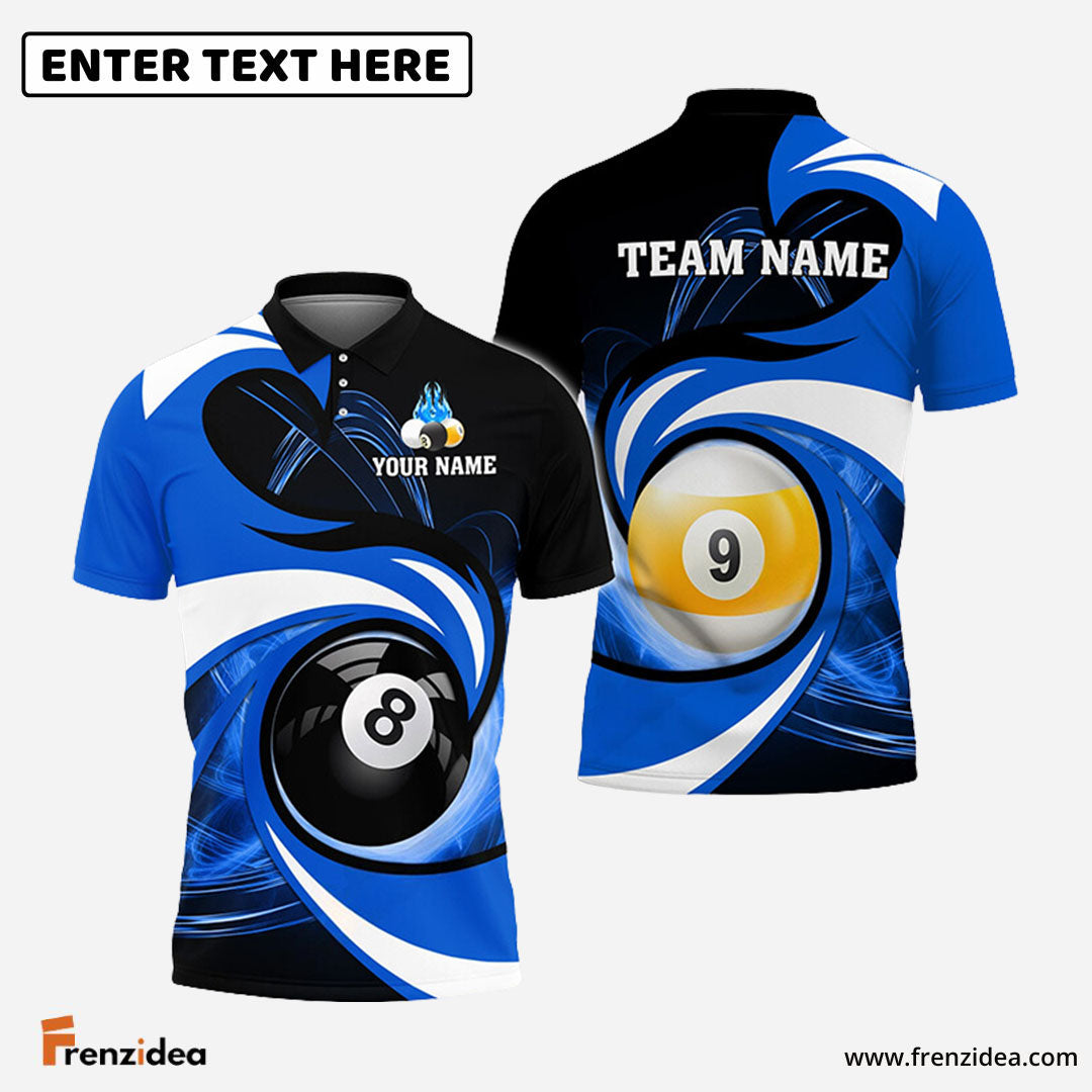 Frenzidea Billiards 8 Ball & 9 Ball Stormeye Personalized Name, Team Name Unisex Shirt ( 6 Colors )