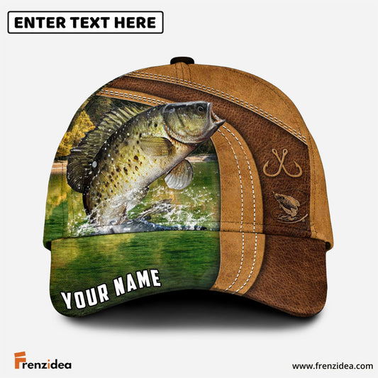 Frenzidea Personalized Crappie Fishing Leather Pattern Classic Cap