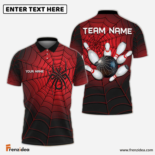 Frenzidea Bowling And Pins Spider Web Customized Name, Team Name 3D Shirt (4 Colors)