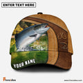 Frenzidea Personalized Salmon Fishing Leather Pattern Classic Cap
