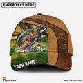 Frenzidea Personalized Trout Fishing Leather Pattern Classic Cap