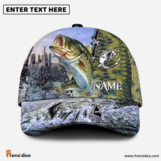 Frenzidea Personalized Clear Water Skin Bass Fishing Classic Cap
