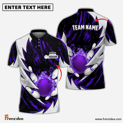 Frenzidea Personalized Name Thunders Bowling And Pins Multicolor 3D Shirt