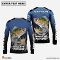 Frenzidea Walleye Fishing Navy Hexagon Sport Custom Name & Team Name 3D Shirts for Kids