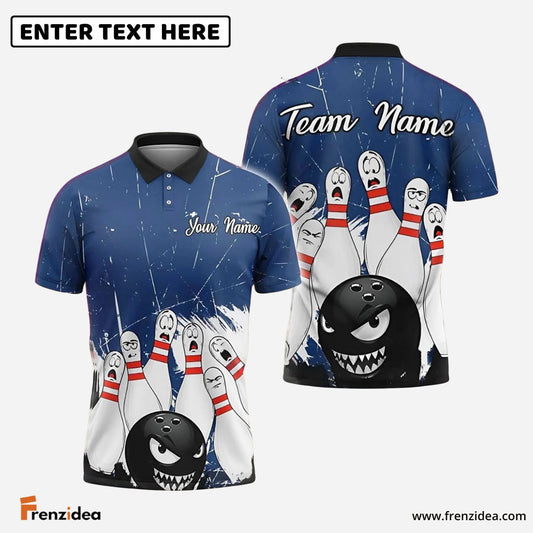 Frenzidea Bowling And Pins Angry Ball vs Screaming Pins Customized Name 3D Shirt (4 Colors)